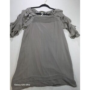 Beestango Dress Small Ruffle Sleeve Pintuck Sheer‎ Lined Romantic Date Feminine